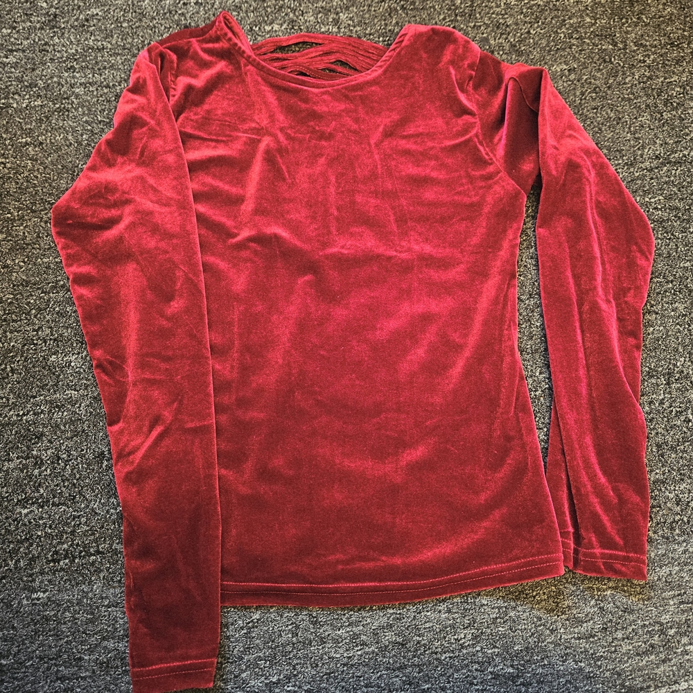 Busem Elegant Red Velvet Women's Long Sleeve Top